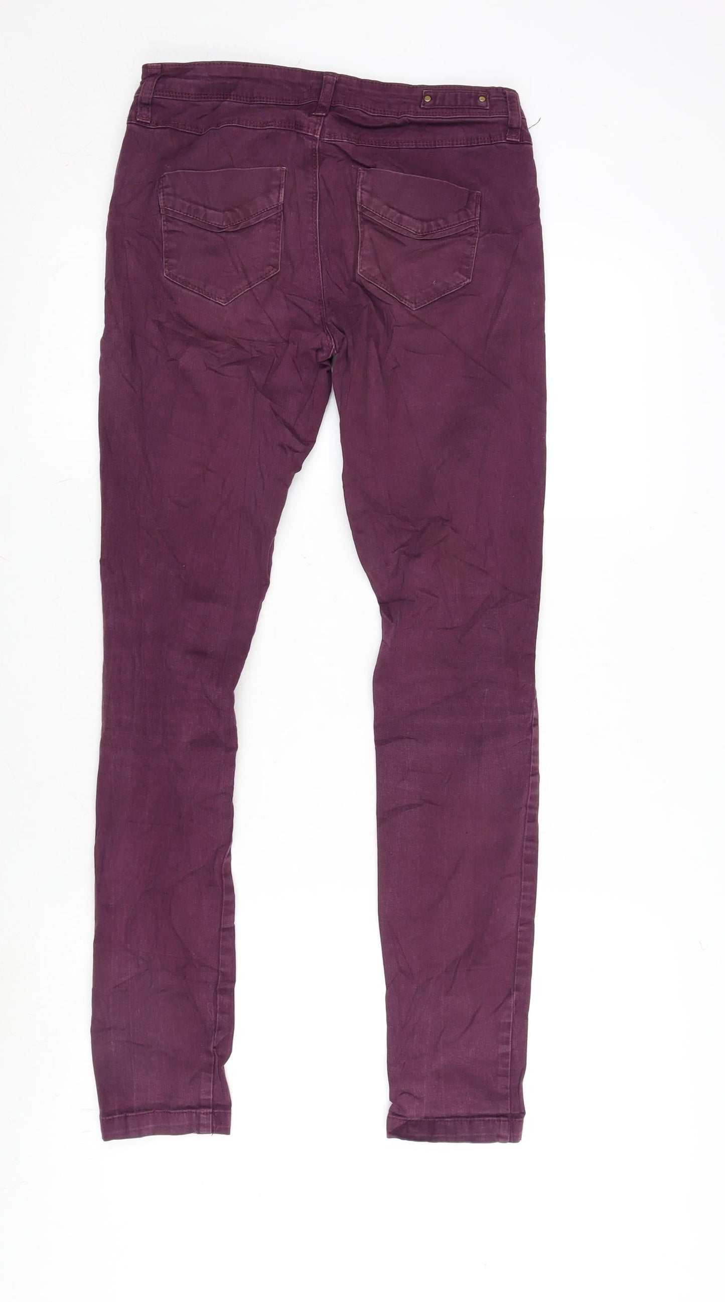 River Island Womens Purple Cotton Blend Tapered Jeans Size 8 L29 in Regular Zip