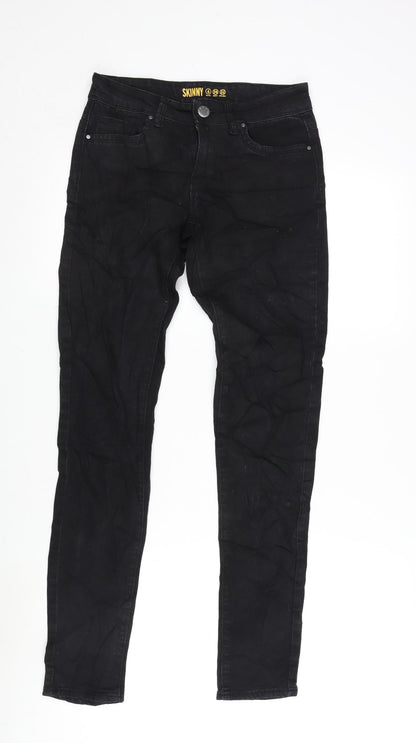 Denim & Co. Womens Black Cotton Blend Tapered Jeans Size 6 L29 in Regular Zip