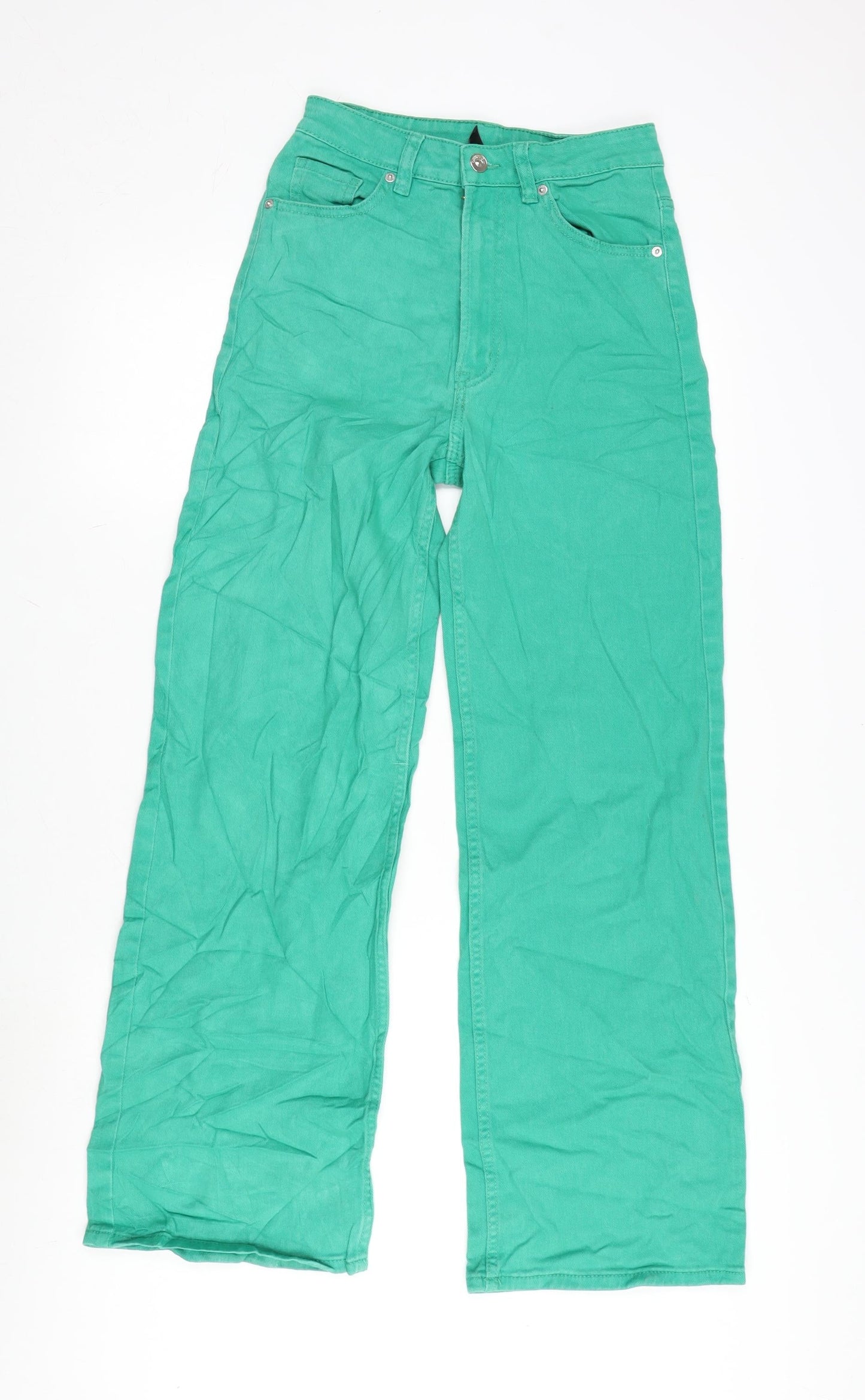 Womens UK Size 8 Divided Regular Fit Wide-Leg Green Jeans
