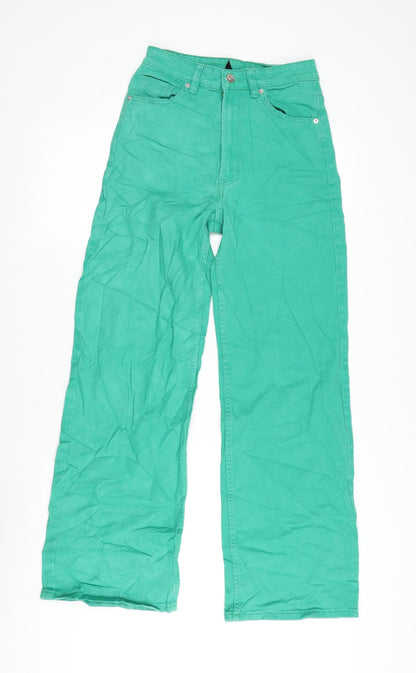 Womens UK Size 8 Divided Regular Fit Wide-Leg Green Jeans