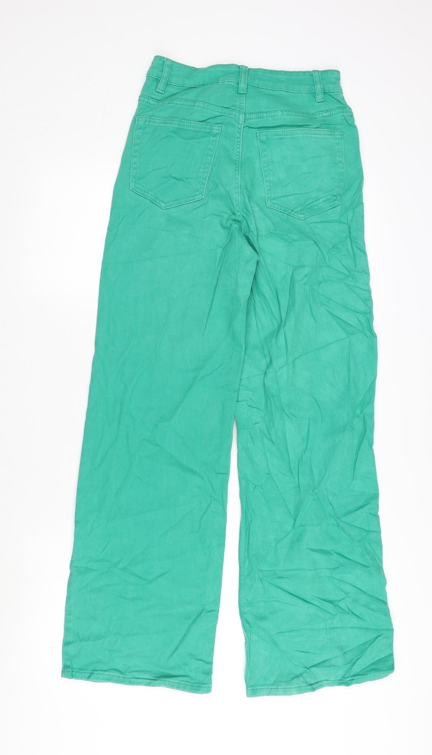 Womens UK Size 8 Divided Regular Fit Wide-Leg Green Jeans