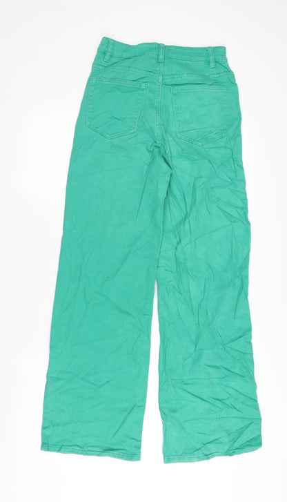 Womens UK Size 8 Divided Regular Fit Wide-Leg Green Jeans