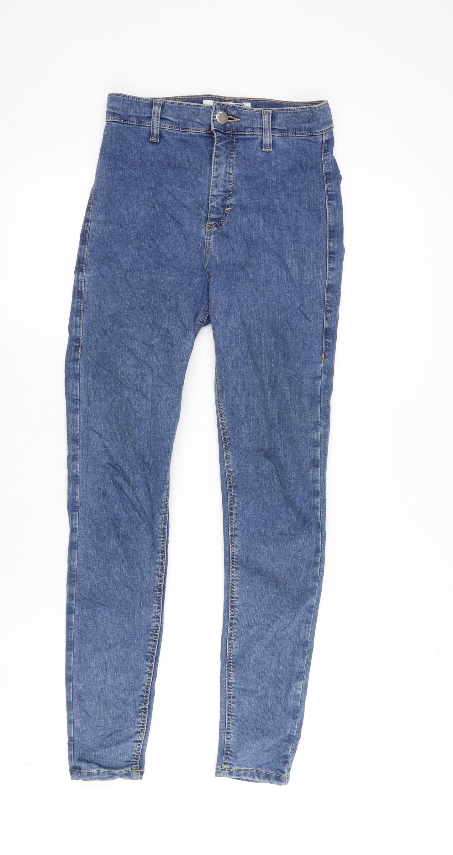 Topshop Womens Blue Cotton Blend Tapered Jeans Size 30 in L25 in Regular Zip