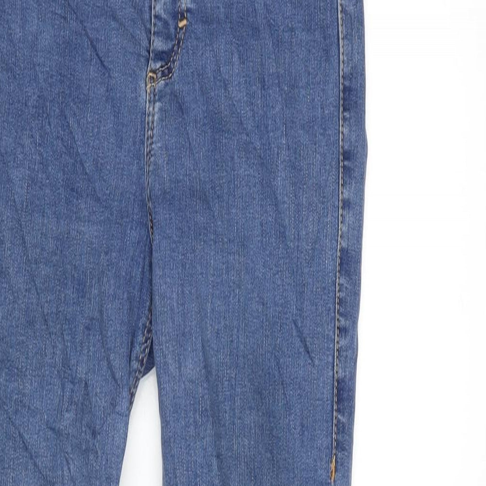 Topshop Womens Blue Cotton Blend Tapered Jeans Size 30 in L25 in Regular Zip