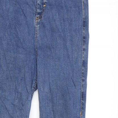 Topshop Womens Blue Cotton Blend Tapered Jeans Size 30 in L25 in Regular Zip
