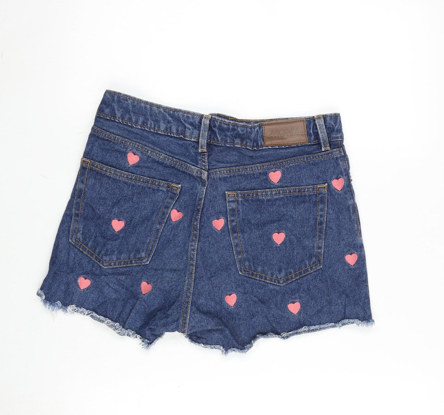 Monki Womens Blue Cotton Cut-Off Shorts Size 29 in Regular Zip