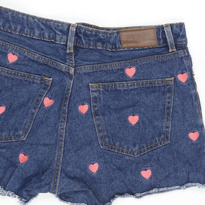Monki Womens Blue Cotton Cut-Off Shorts Size 29 in Regular Zip