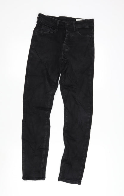 Denim & Co. Mens Black Cotton Blend Straight Jeans Size 28 in L30 in Regular Button