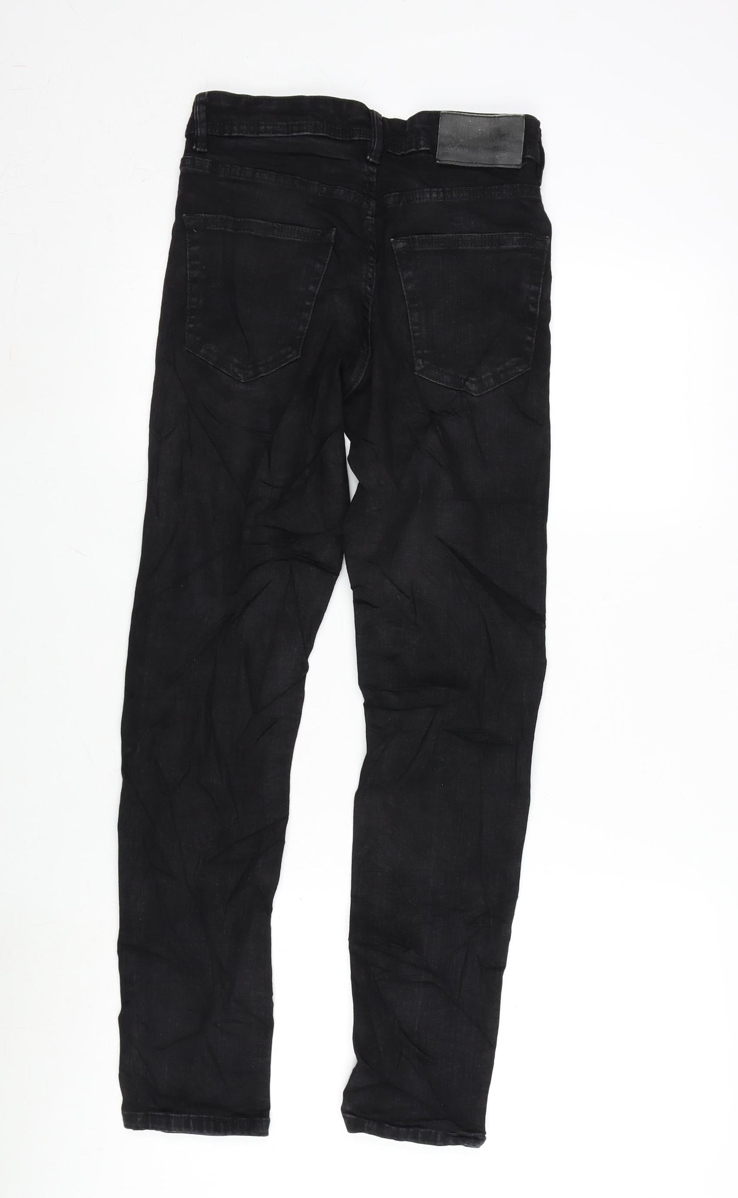 Denim & Co. Mens Black Cotton Blend Straight Jeans Size 28 in L30 in Regular Button