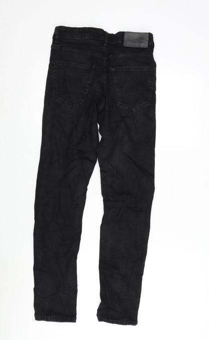 Denim & Co. Mens Black Cotton Blend Straight Jeans Size 28 in L30 in Regular Button