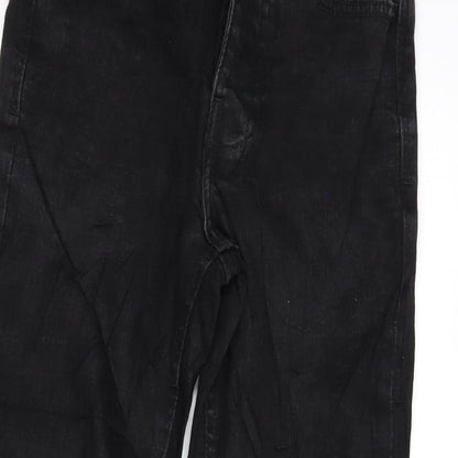 Denim & Co. Mens Black Cotton Blend Straight Jeans Size 28 in L30 in Regular Button