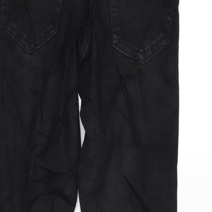 Denim & Co. Mens Black Cotton Blend Straight Jeans Size 28 in L30 in Regular Button