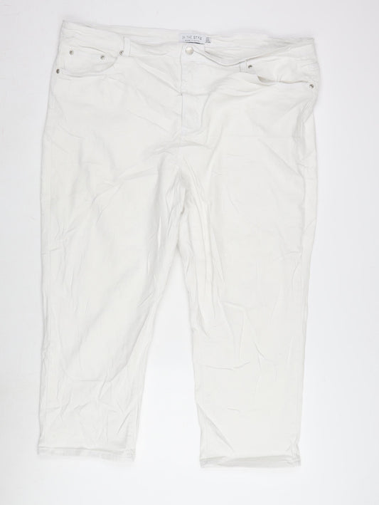 In the Style Womens White Cotton Blend Straight Jeans Size 24 L23 in Regular Zip