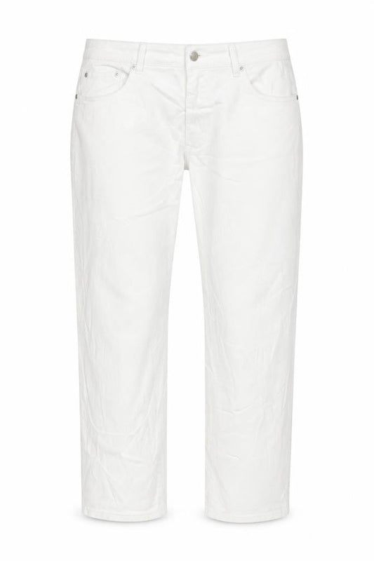 Front view of In the Style women’s white cotton blend straight jeans, size UK 24, 23-inch leg regular zip