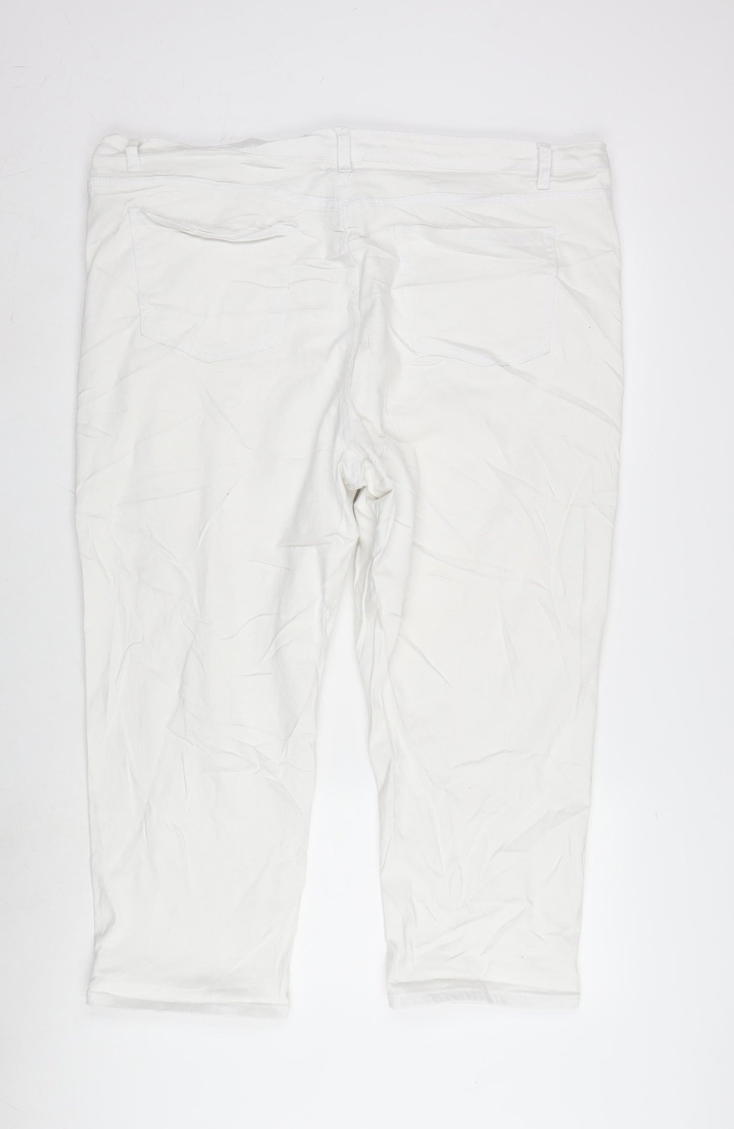 In the Style Womens White Cotton Blend Straight Jeans Size 24 L23 in Regular Zip