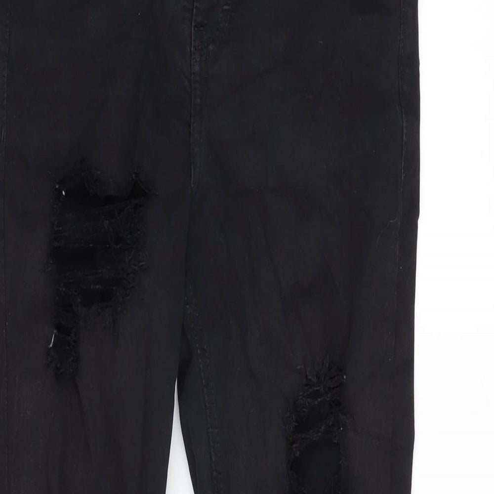 Topshop Womens Black Cotton Blend Tapered Jeans Size 26 in L26 in Regular Zip