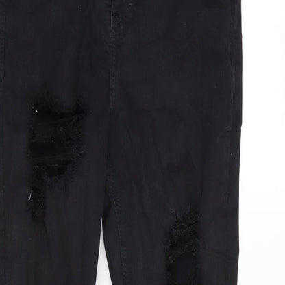 Topshop Womens Black Cotton Blend Tapered Jeans Size 26 in L26 in Regular Zip