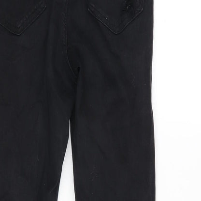 Topshop Womens Black Cotton Blend Tapered Jeans Size 26 in L26 in Regular Zip