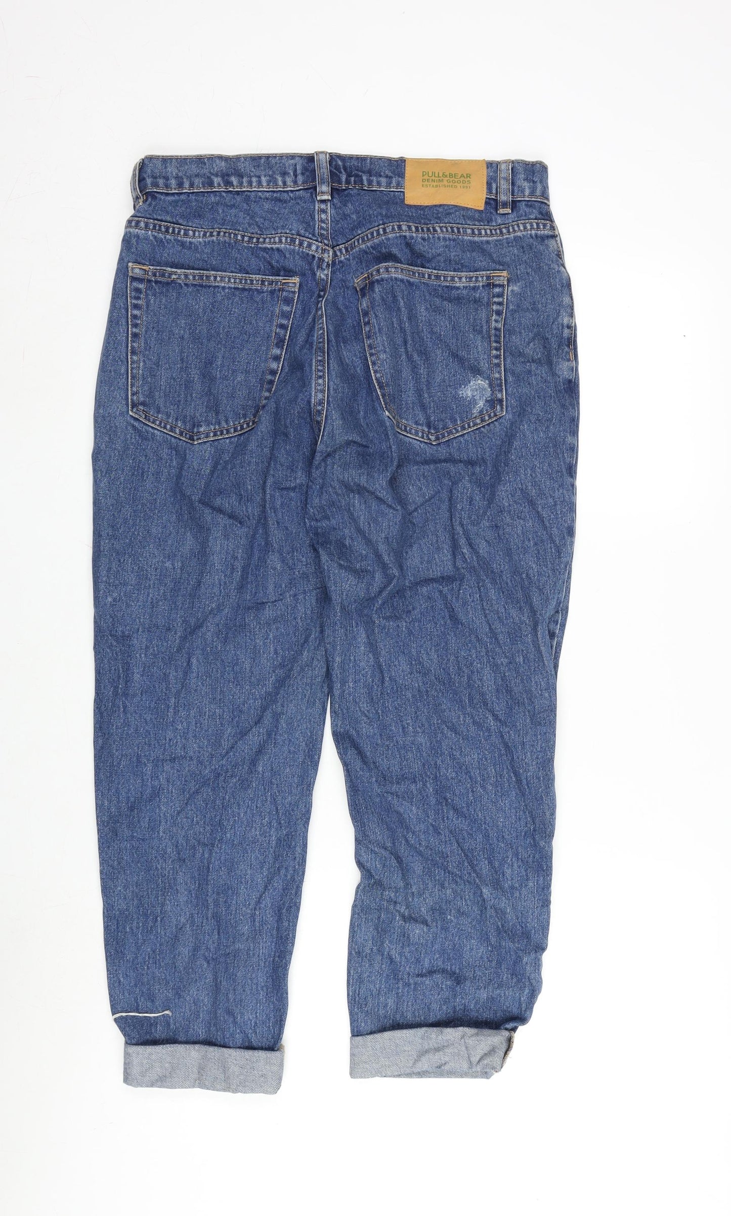 Pull&Bear Womens Blue Cotton Straight Jeans Size 14 L23 in Regular Zip