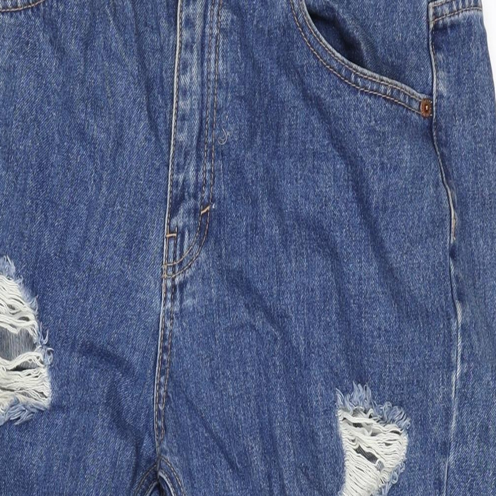 Pull&Bear Womens Blue Cotton Straight Jeans Size 14 L23 in Regular Zip