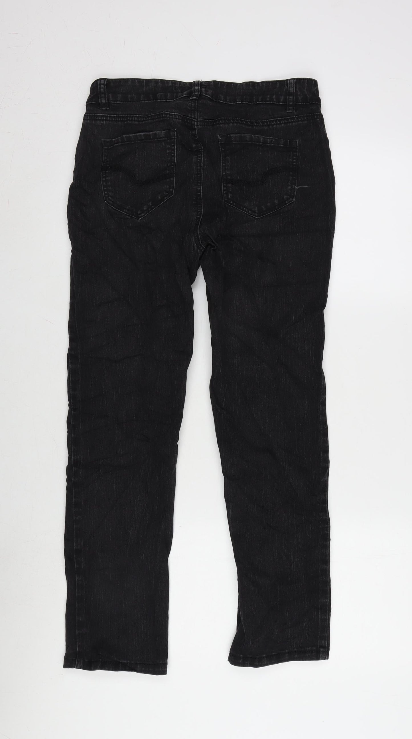 TU Womens Grey Cotton Blend Straight Jeans Size 10 L27 in Regular Zip