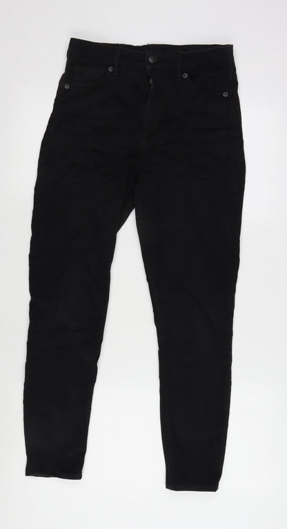 Monki Womens Black Cotton Blend Tapered Jeans Size 28 in L25 in Regular Zip