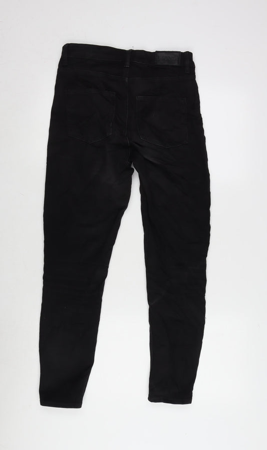 Monki Womens Black Cotton Blend Tapered Jeans Size 28 in L25 in Regular Zip