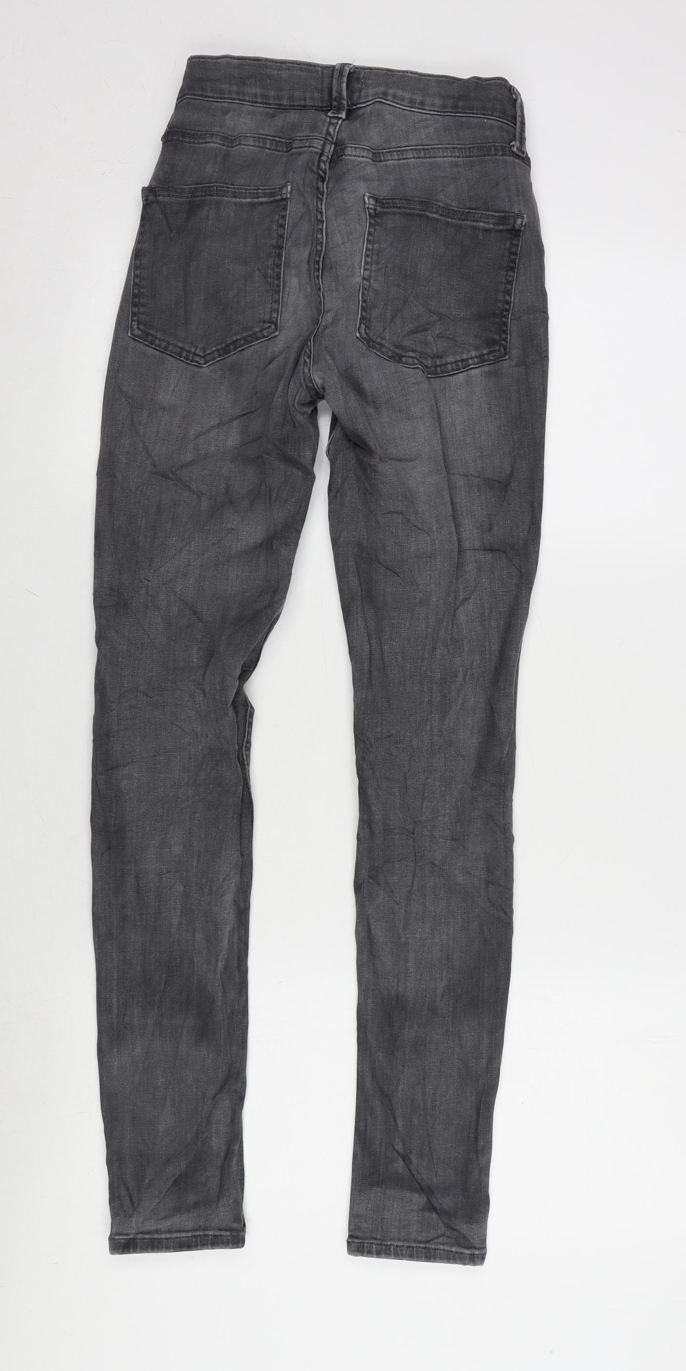 French Connection Womens Grey Cotton Blend Tapered Jeans Size 10 L28 in Regular Zip