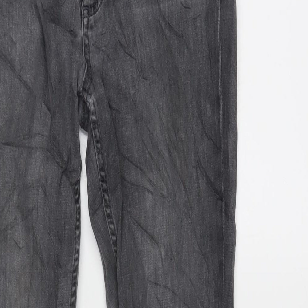 French Connection Womens Grey Cotton Blend Tapered Jeans Size 10 L28 in Regular Zip