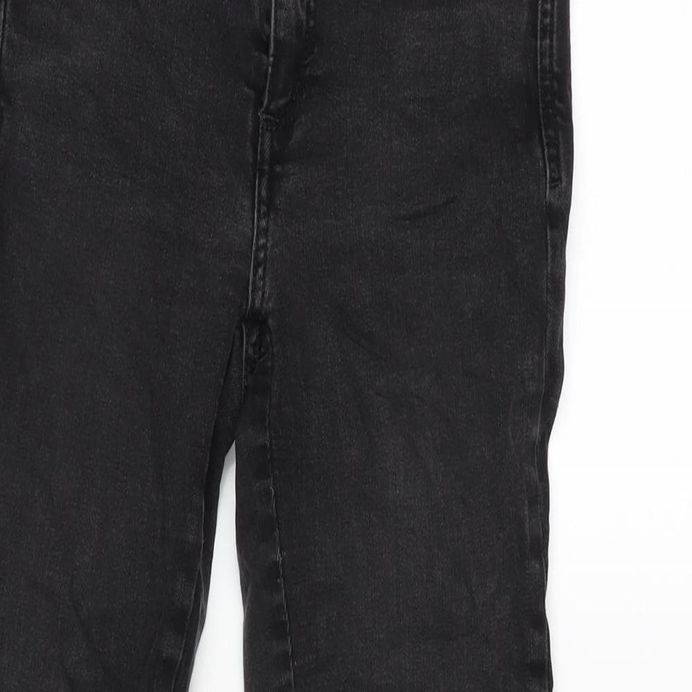 Zara Womens Grey Cotton Blend Straight Jeans Size 38 in L26 in Regular Zip - Distressed - Raw hem.