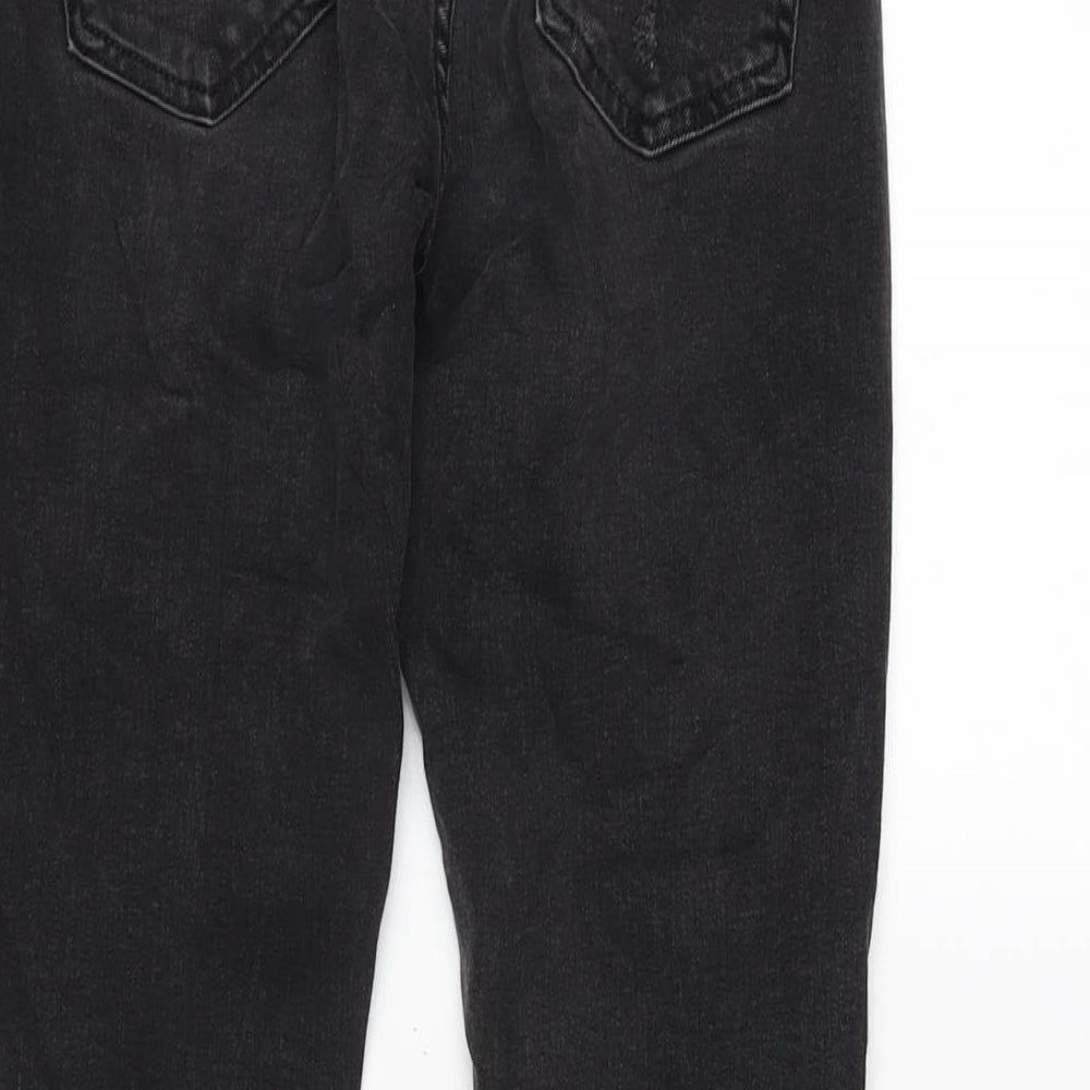 Zara Womens Grey Cotton Blend Straight Jeans Size 38 in L26 in Regular Zip - Distressed - Raw hem.