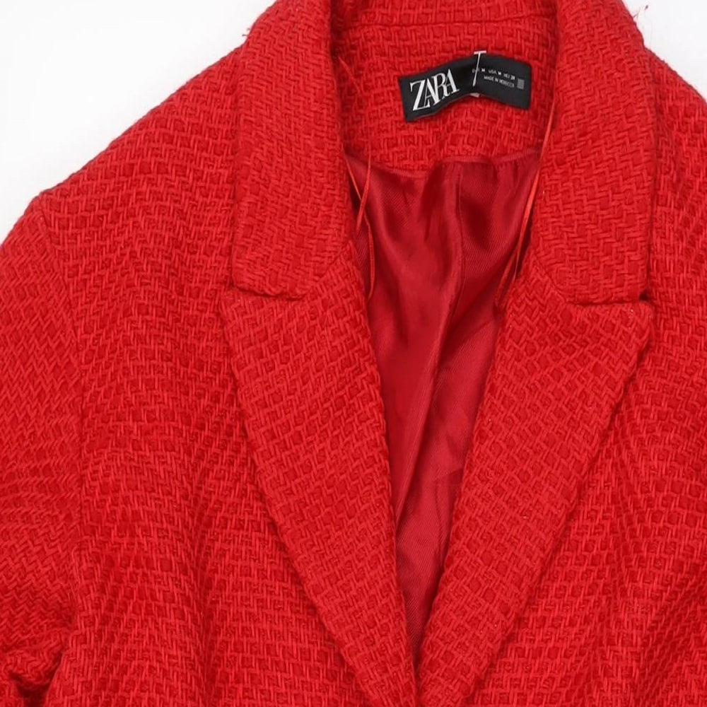 Womens UK Size M Zara Red Overcoat