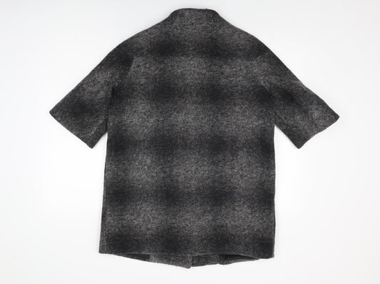 Mango Womens Grey Geometric Overcoat Coat Size S Button