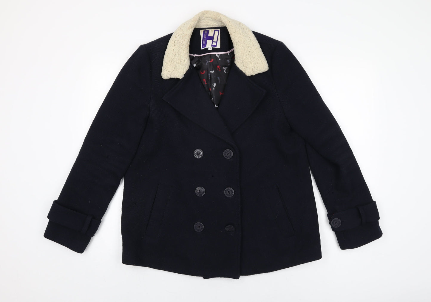 Henry Holland Womens Blue Overcoat Coat Size 12 Button