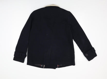 Henry Holland Womens Blue Overcoat Coat Size 12 Button