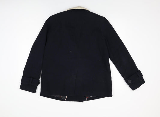 Henry Holland Womens Blue Overcoat Coat Size 12 Button