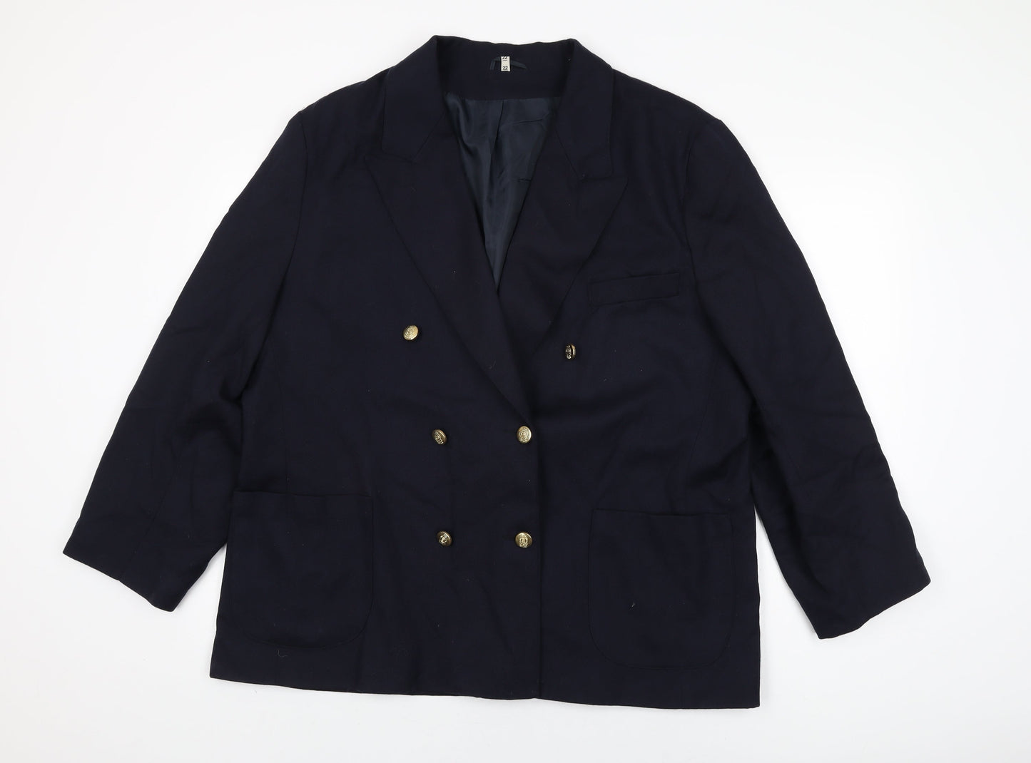 Classic Woman Womens Blue Wool Jacket Suit Jacket Size 22