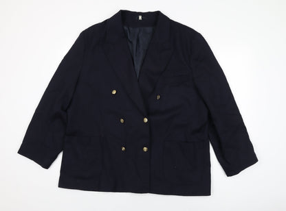 Classic Woman Womens Blue Wool Jacket Suit Jacket Size 22