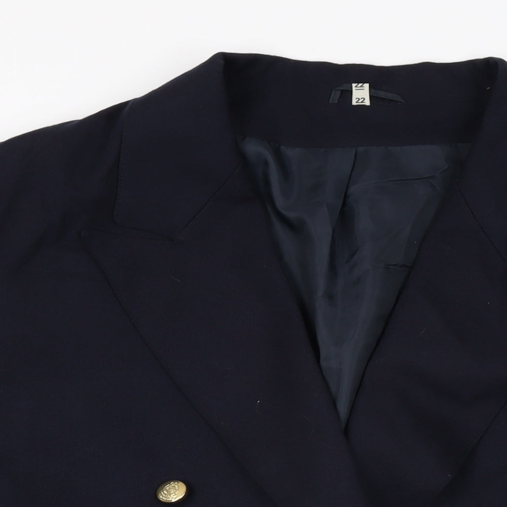 Classic Woman Womens Blue Wool Jacket Suit Jacket Size 22