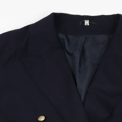 Classic Woman Womens Blue Wool Jacket Suit Jacket Size 22