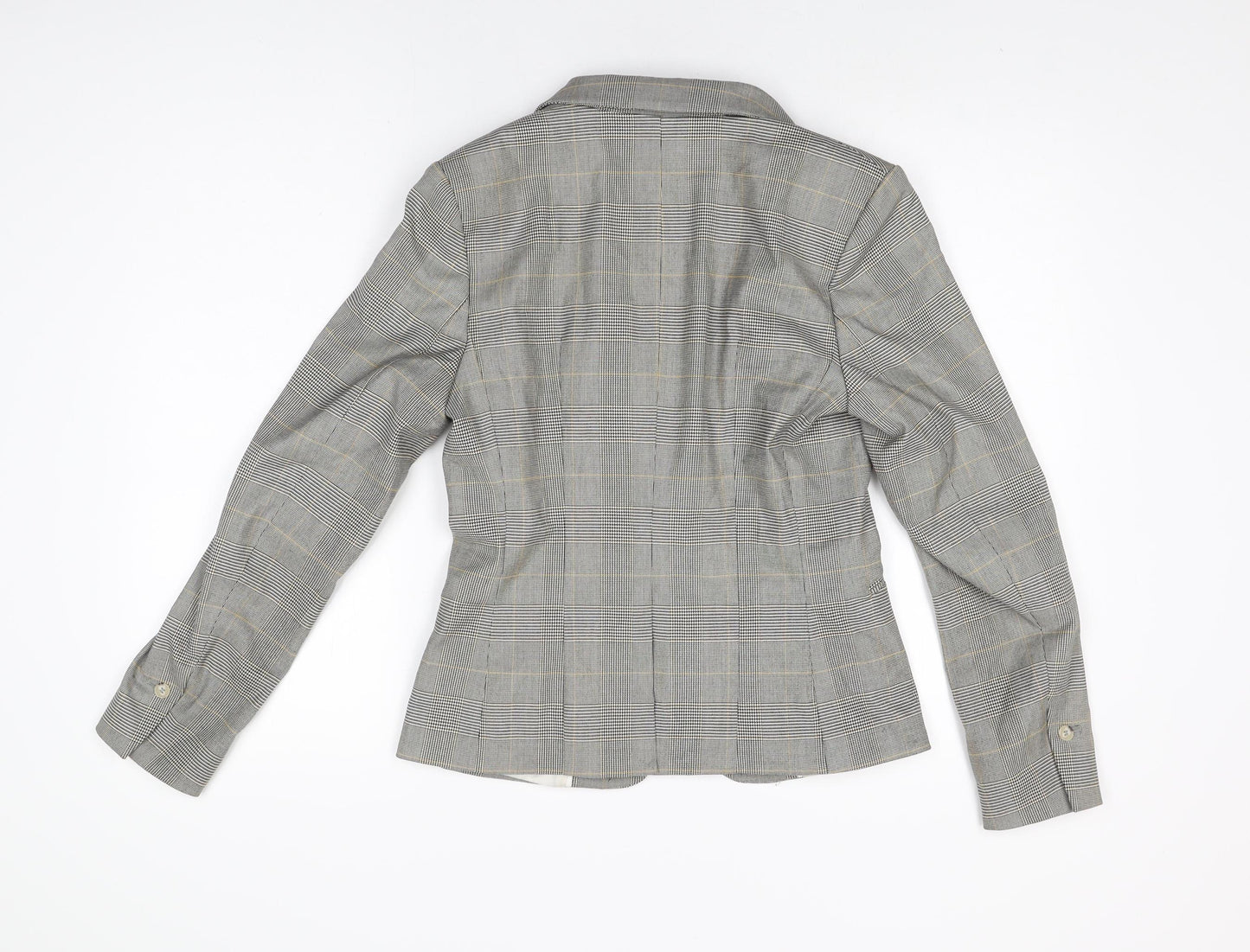 H&M Womens Grey Plaid Polyester Jacket Suit Jacket Size 10