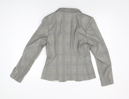H&M Womens Grey Plaid Polyester Jacket Suit Jacket Size 10