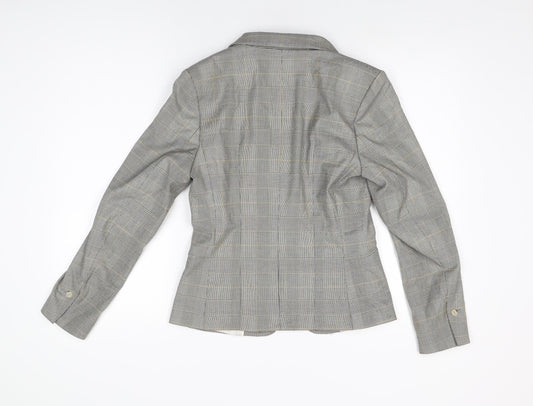 H&M Womens Grey Plaid Polyester Jacket Suit Jacket Size 10