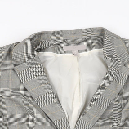 H&M Womens Grey Plaid Polyester Jacket Suit Jacket Size 10