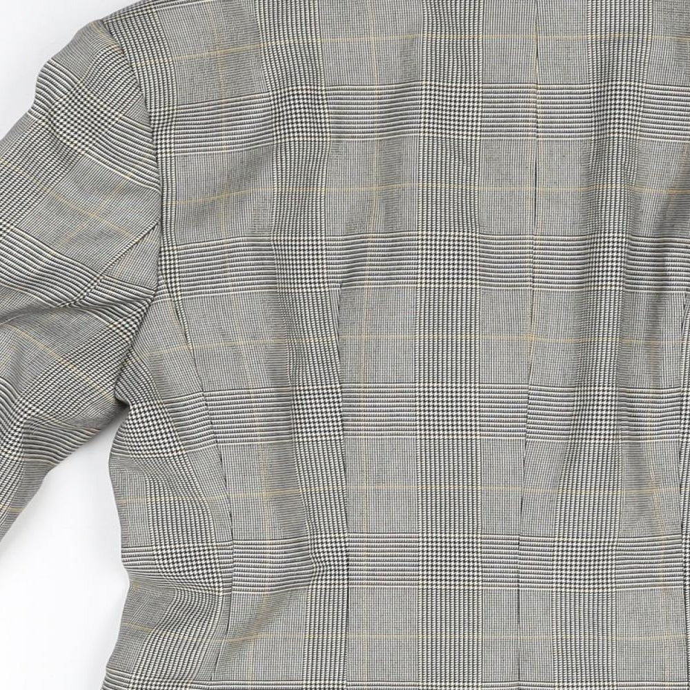 H&M Womens Grey Plaid Polyester Jacket Suit Jacket Size 10