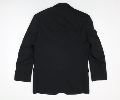 Equity Mens Black Striped Polyester Jacket Suit Jacket Size 38 Regular