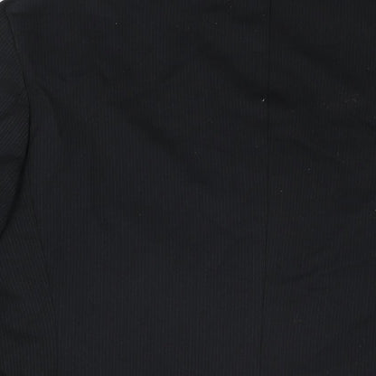 Equity Mens Black Striped Polyester Jacket Suit Jacket Size 38 Regular