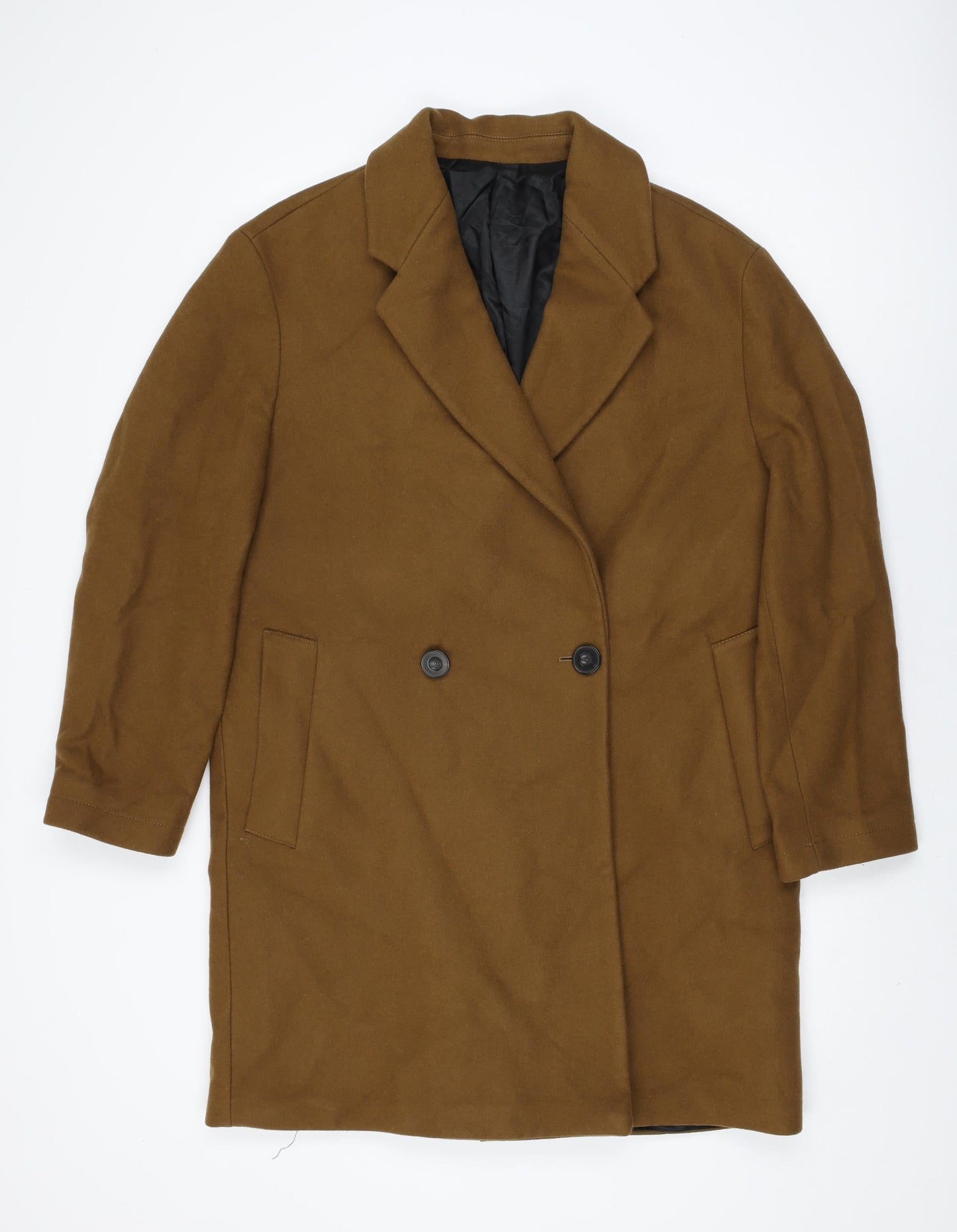 Zara Mens Brown Overcoat Coat Size S Button
