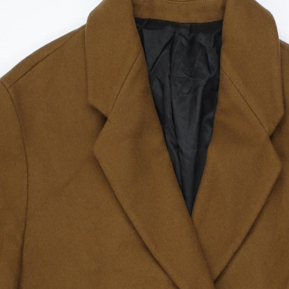 Zara Mens Brown Overcoat Coat Size S Button