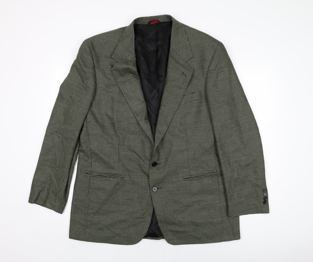 Christopher Hayes Mens Green Geometric Wool Jacket Suit Jacket Size 42 Regular